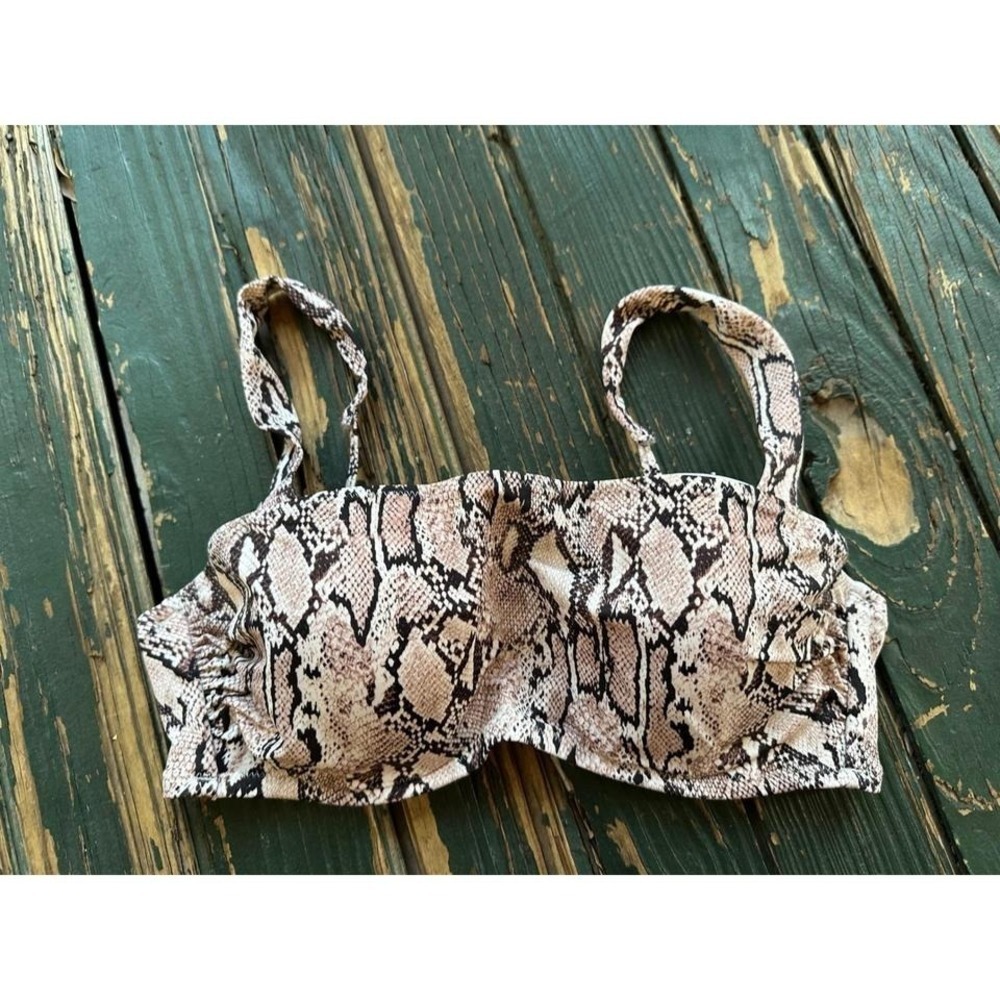 Shade Shore Snake Print Underwire‎ Bikini Top Strapless Convertible Cups 36B